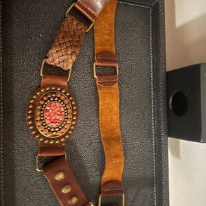 Bohemian/Western Style Belt w/Beautiful Coral